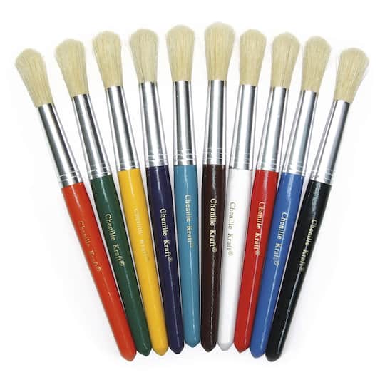 4 Packs: 3 Packs 10 ct. (120 total) Pacon&#xAE; Stubby Natural Bristle Round Paint Brushes